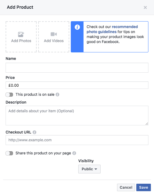 Add Facebook Products